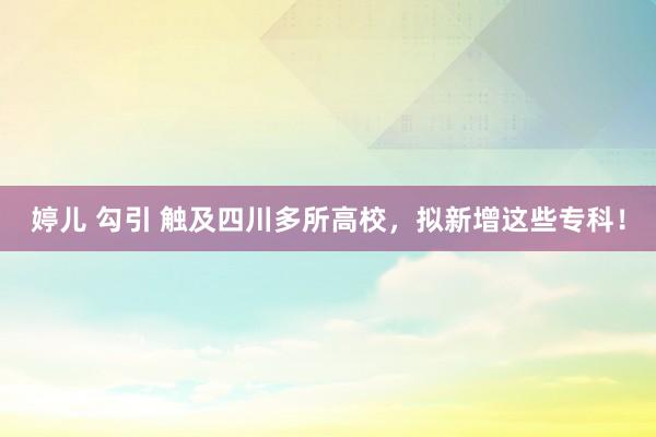 婷儿 勾引 触及四川多所高校，拟新增这些专科！