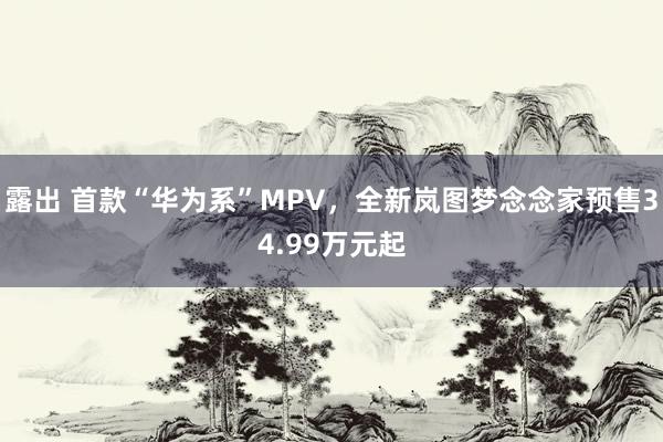 露出 首款“华为系”MPV，全新岚图梦念念家预售34.99万元起