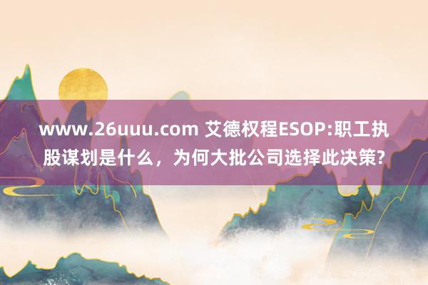 www.26uuu.com 艾德权程ESOP:职工执股谋划是什么，为何大批公司选择此决策?