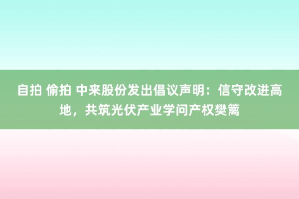 自拍 偷拍 中来股份发出倡议声明：信守改进高地，共筑光伏产业学问产权樊篱