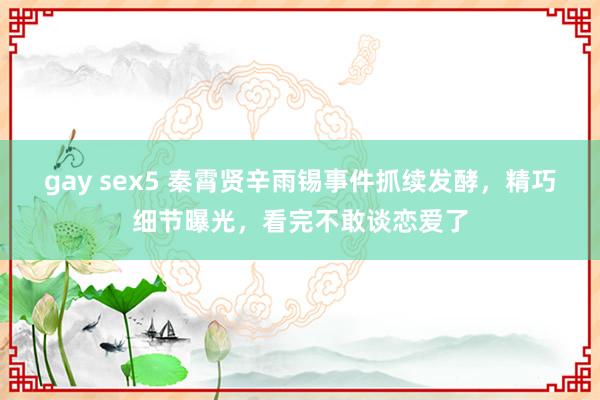 gay sex5 秦霄贤辛雨锡事件抓续发酵，精巧细节曝光，看完不敢谈恋爱了