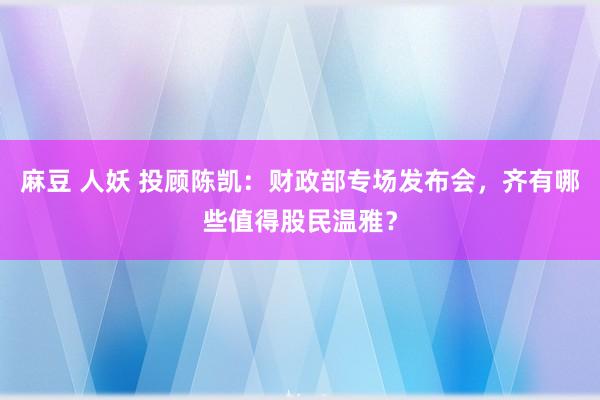 麻豆 人妖 投顾陈凯：财政部专场发布会，齐有哪些值得股民温雅？