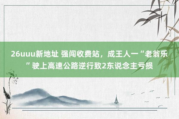 26uuu新地址 强闯收费站，成王人一“老翁乐”驶上高速公路逆行致2东说念主亏损