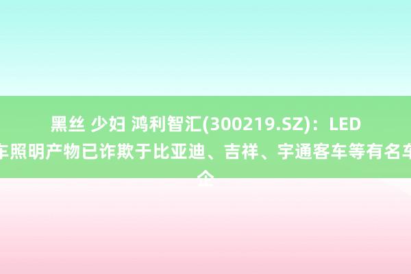 黑丝 少妇 鸿利智汇(300219.SZ)：LED汽车照明产物已诈欺于比亚迪、吉祥、宇通客车等有名车企