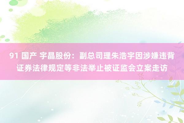 91 国产 宇晶股份：副总司理朱浩宇因涉嫌违背证券法律规定等非法举止被证监会立案走访