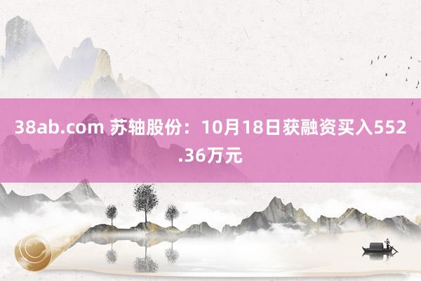 38ab.com 苏轴股份：10月18日获融资买入552.36万元