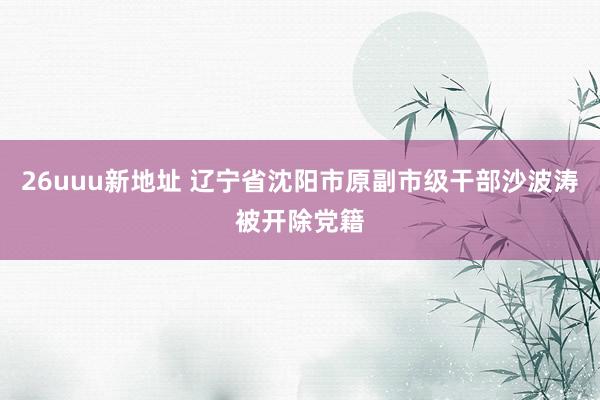 26uuu新地址 辽宁省沈阳市原副市级干部沙波涛被开除党籍