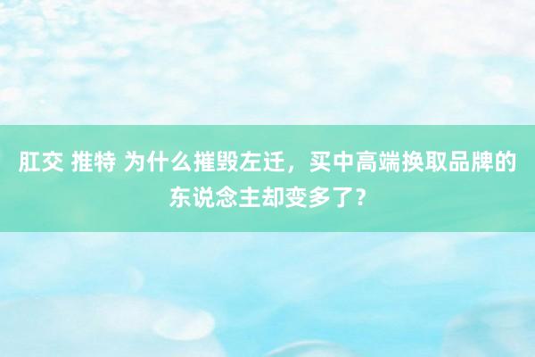 肛交 推特 为什么摧毁左迁，买中高端换取品牌的东说念主却变多了？