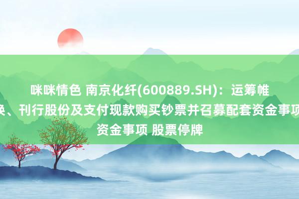 咪咪情色 南京化纤(600889.SH)：运筹帷幄钞票置换、刊行股份及支付现款购买钞票并召募配套资金事项 股票停牌