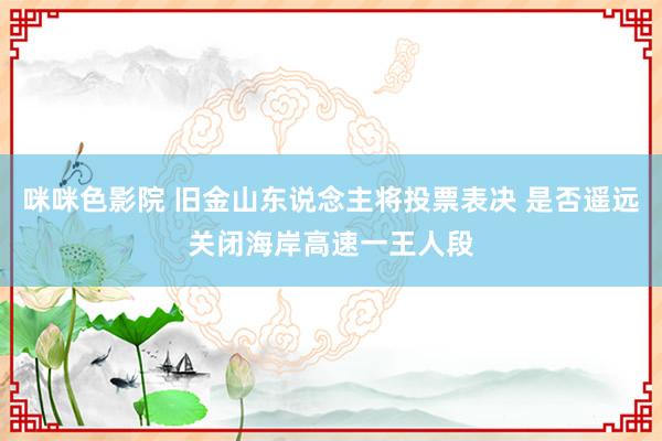 咪咪色影院 旧金山东说念主将投票表决 是否遥远关闭海岸高速一王人段